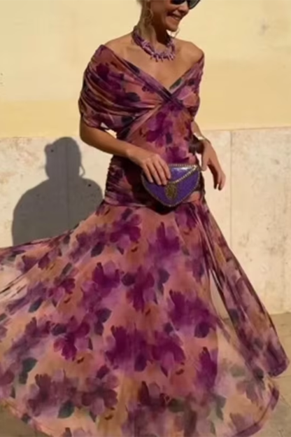 Luisa – Élégante robe longue de soirée à col en V