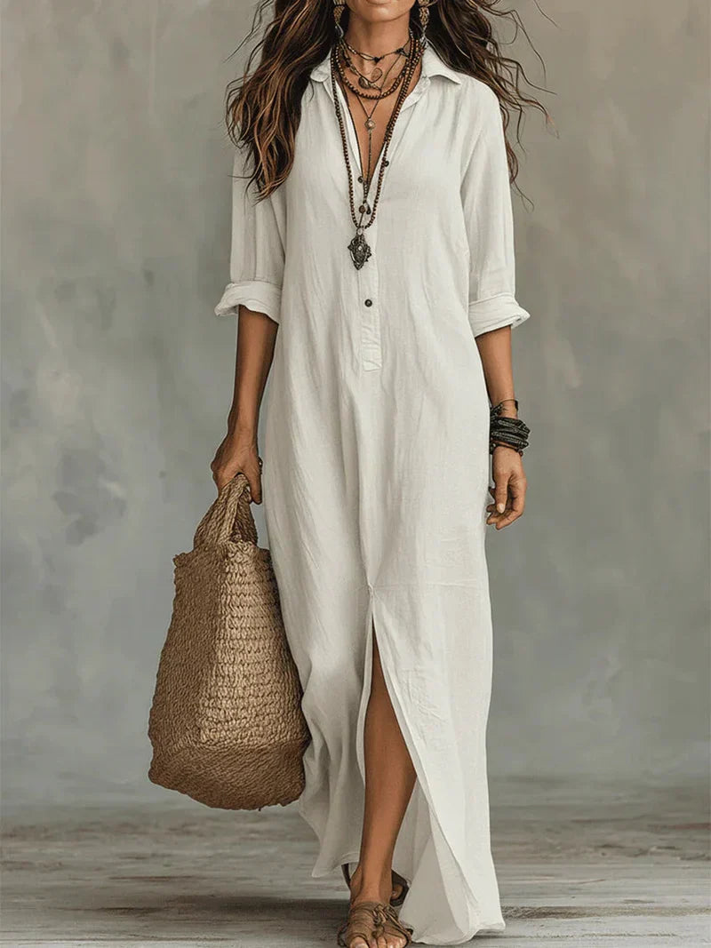 Robe Maxi Noire à Boutons