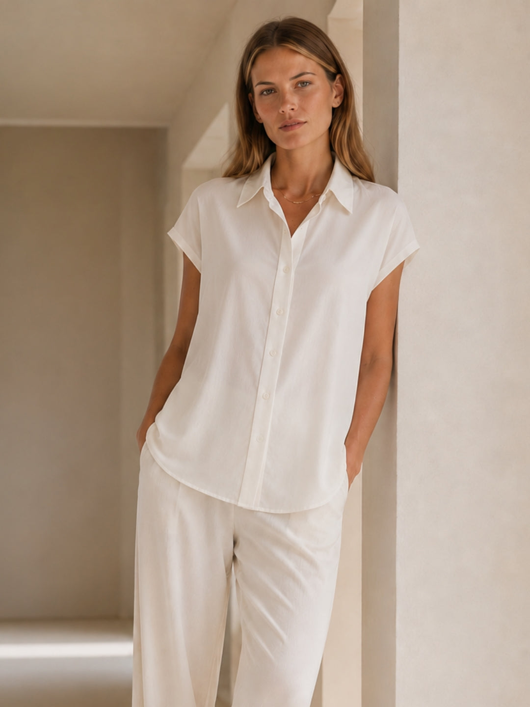 Blusa Flavia de seda blanca