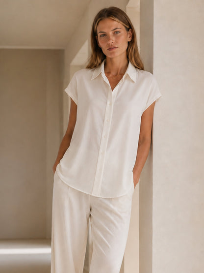 Blusa Flavia de seda blanca