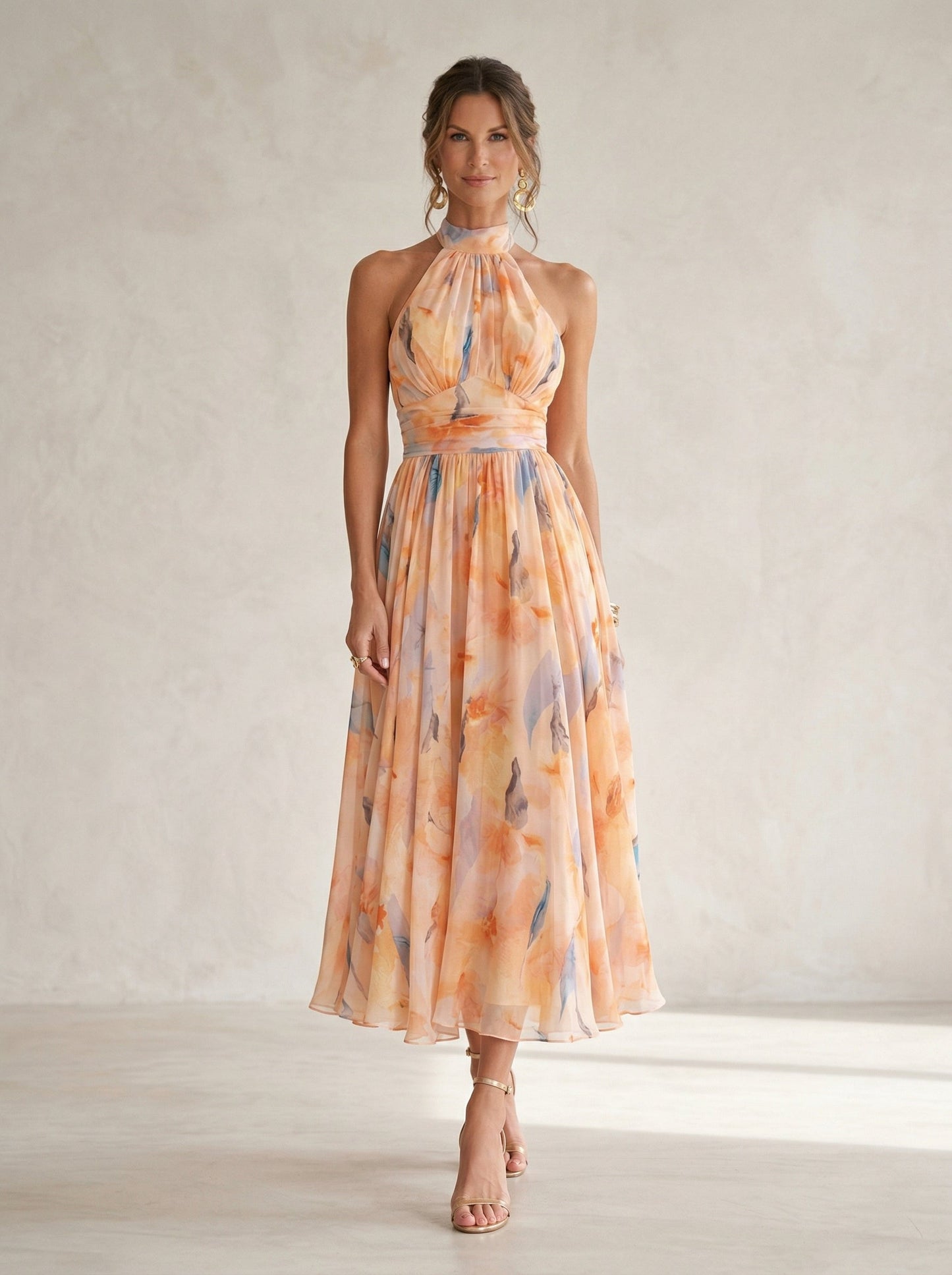 Esther™ | Robe Col Halter à Imprimé Aquarelle