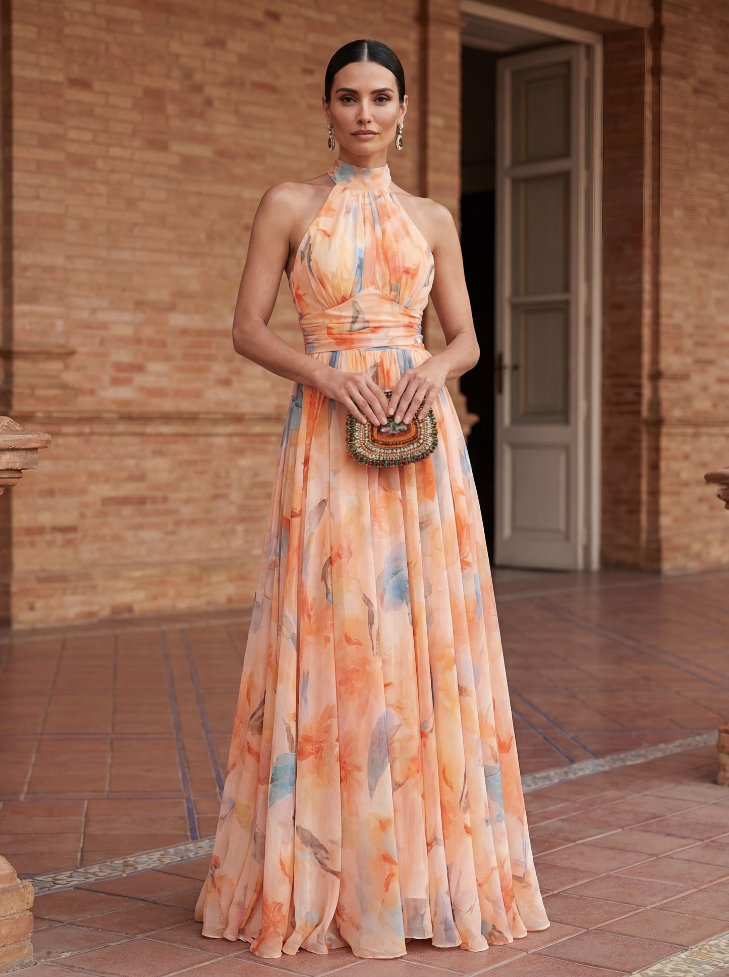 Esther™ | Robe Col Halter à Imprimé Aquarelle