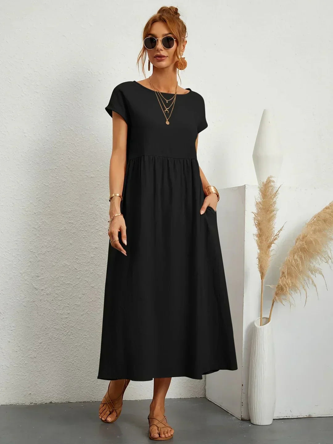 Gabriela | Robe Mi-Longue Fluide d'Élégance Intemporelle™