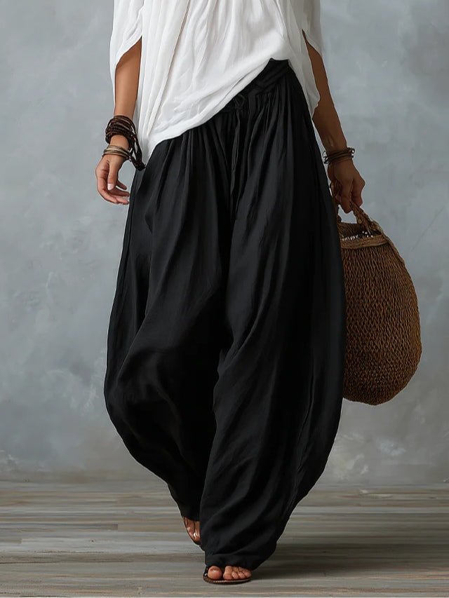 Top Blanc Off-the-Shoulder et Ensemble Pantalon Lanterne Large