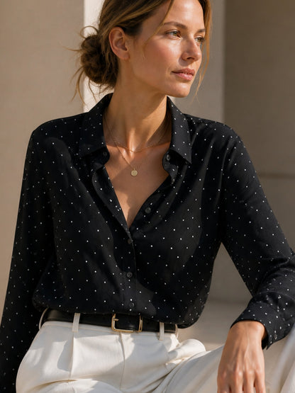 Blusa Bianca de seda de lunares