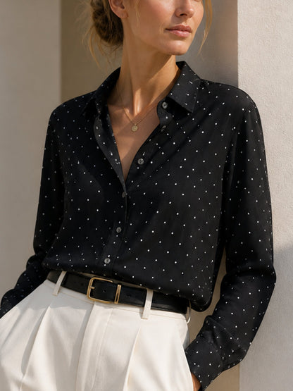 Blusa Bianca de seda de lunares