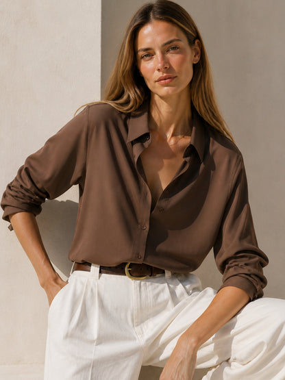 Blusa Bianca de seda marrón