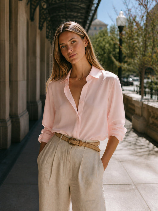 Blusa Bianca de seda rosa