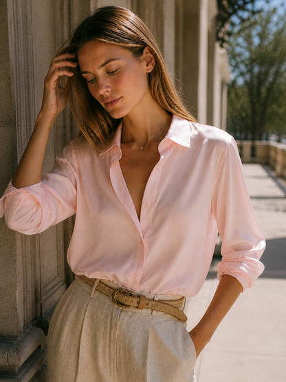 Blusa Bianca de seda rosa
