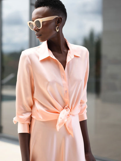 Blusa Diana de seda melocotón
