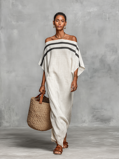 Viola – Robe Maxi Lin Épaules Nues