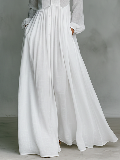 Marta – Robe Maxi Lin Patchwork Col Montant