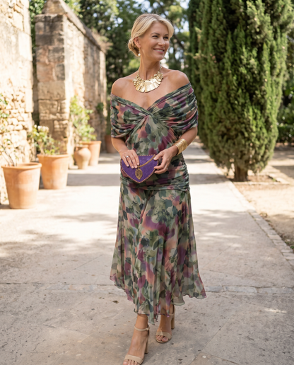 Robe maxi élégante pour fête avec décolleté en cœur