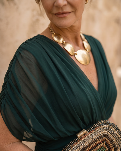 Robe maxi élégante pour fête avec décolleté en cœur