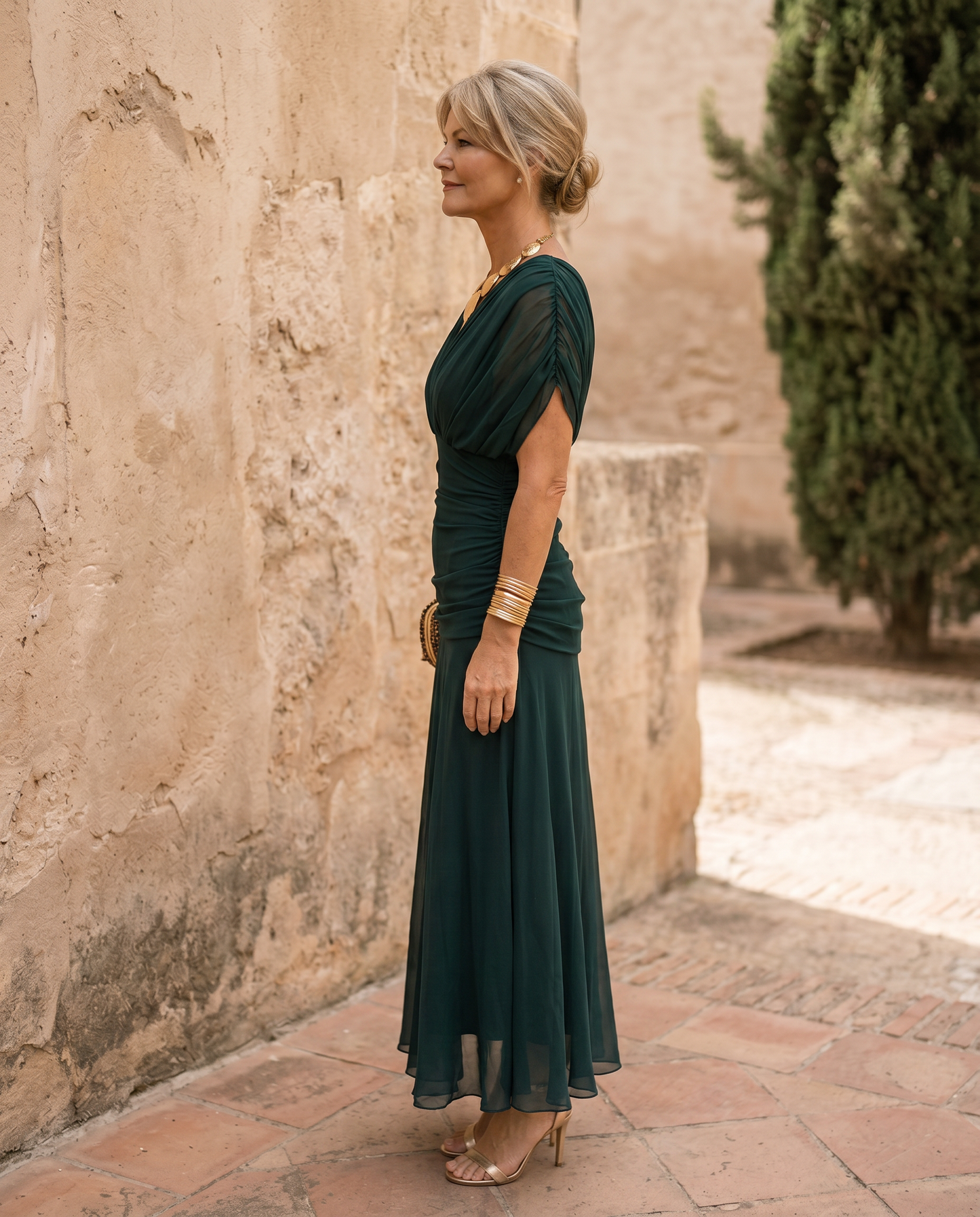 Robe maxi élégante pour fête avec décolleté en cœur