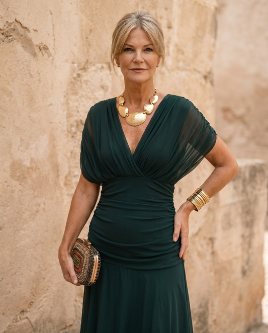 Robe maxi élégante pour fête avec décolleté en cœur