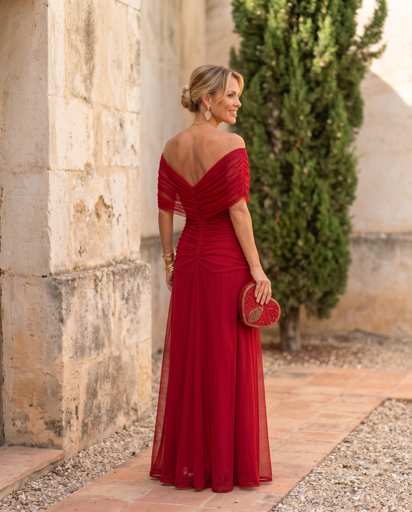 Robe maxi élégante pour fête avec décolleté en cœur
