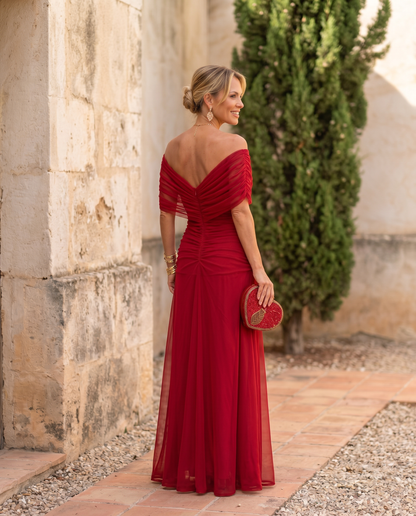 Robe maxi élégante pour fête avec décolleté en cœur