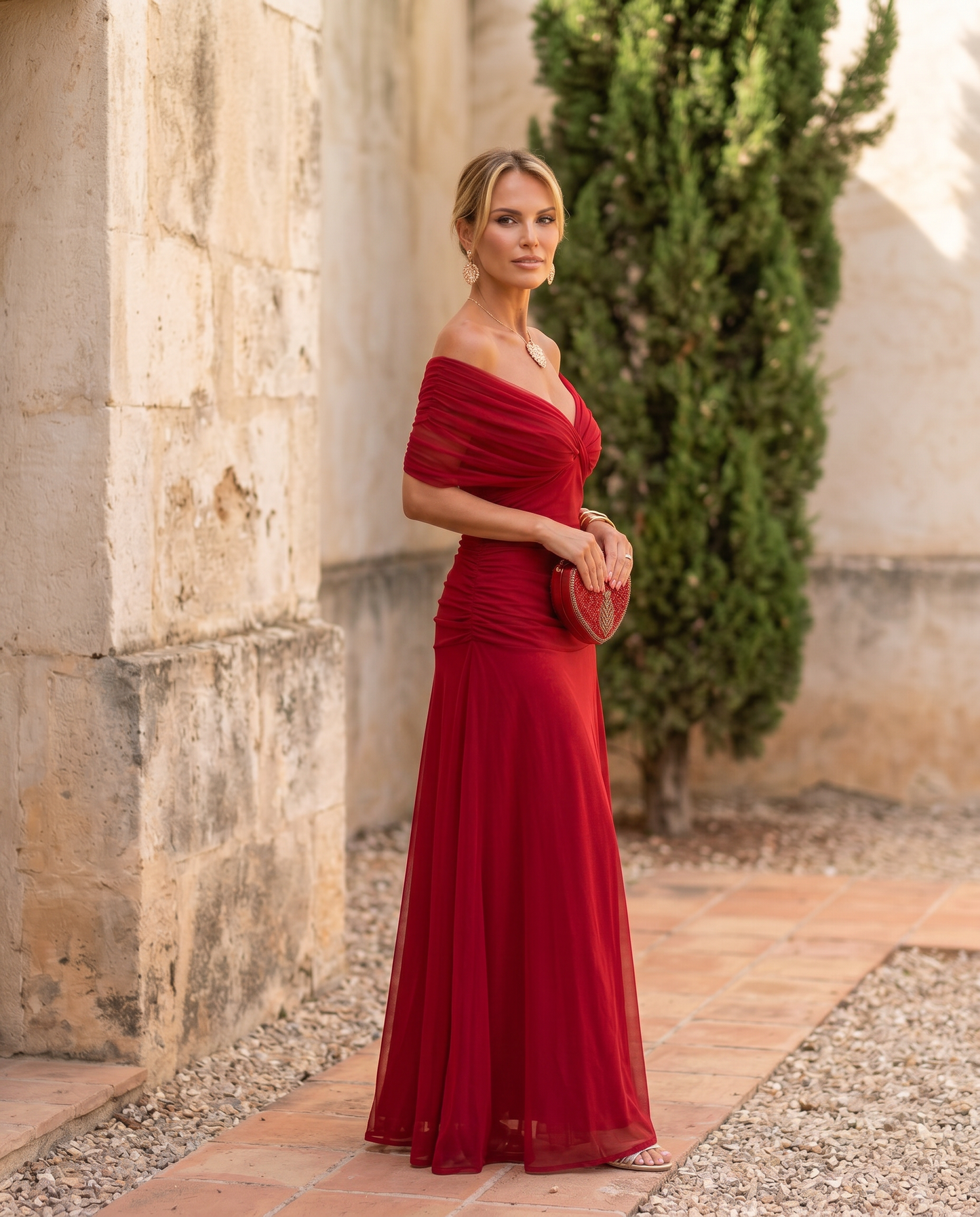 Robe maxi élégante pour fête avec décolleté en cœur