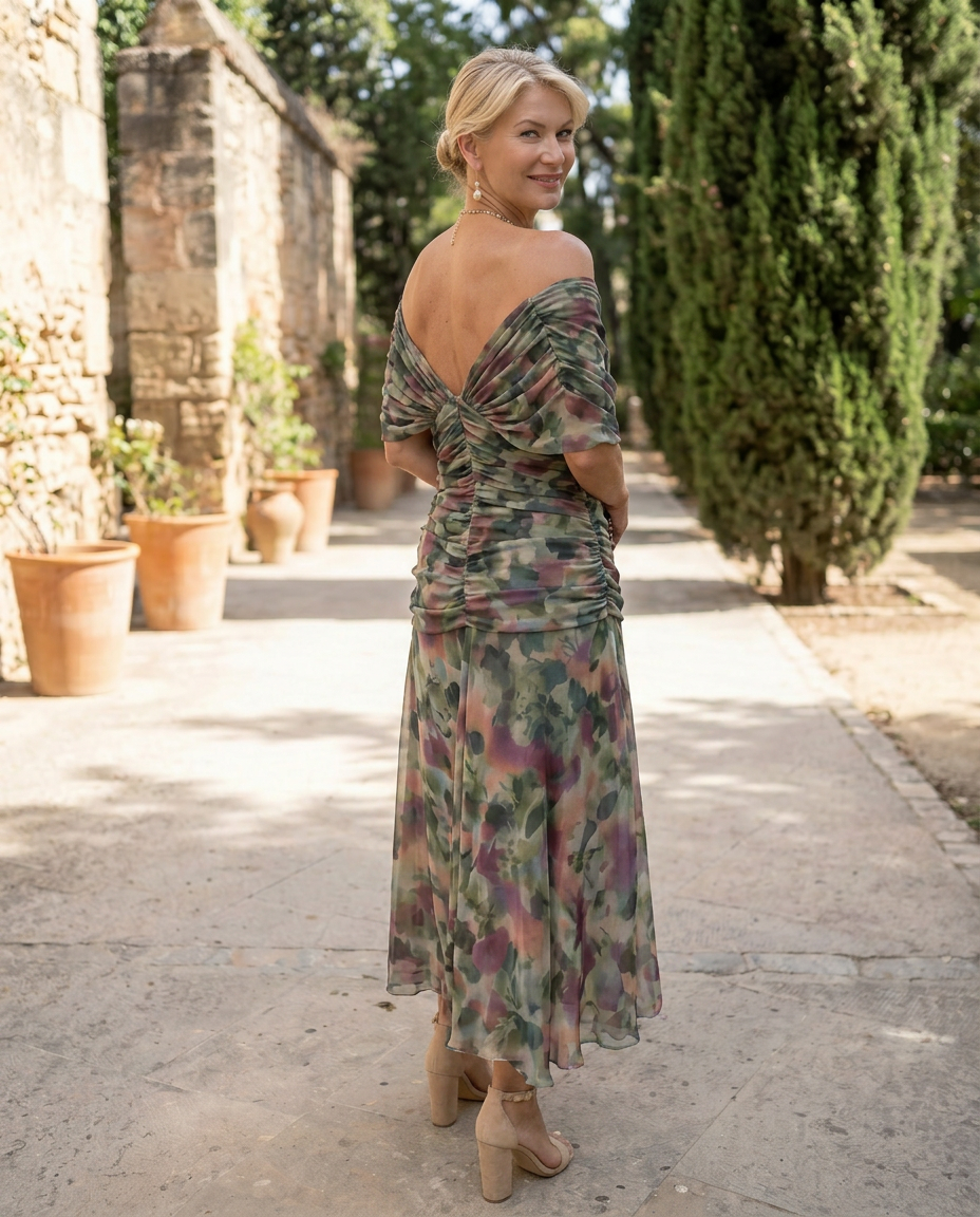 Robe maxi élégante pour fête avec décolleté en cœur