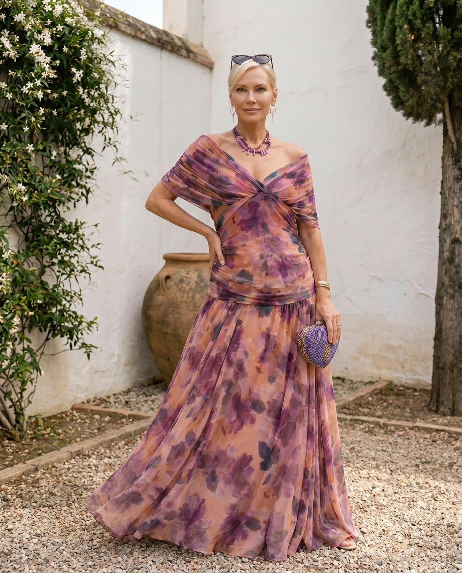 Robe maxi élégante pour fête avec décolleté en cœur