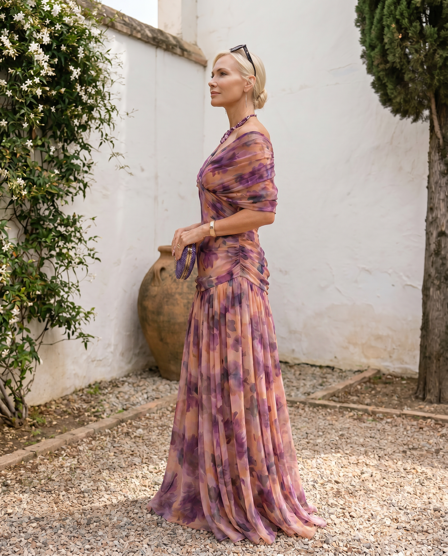 Robe maxi élégante pour fête avec décolleté en cœur