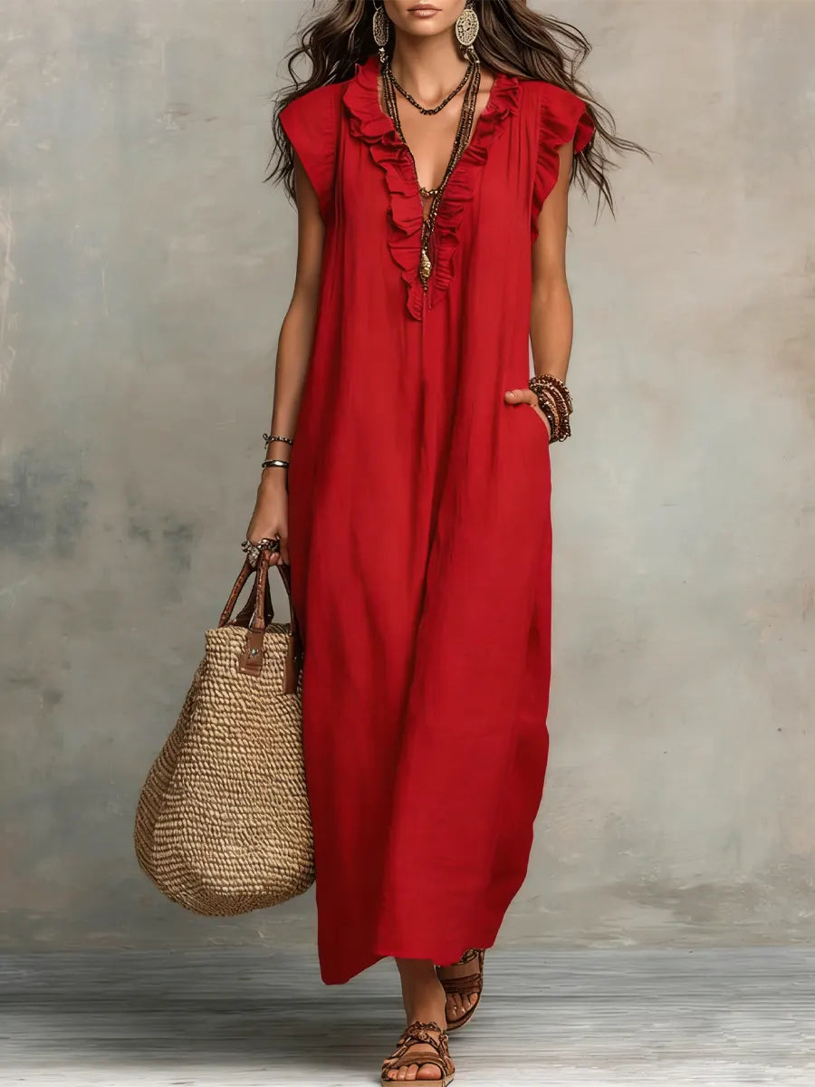 Camila | Robe Longue Bohème en Lin et Coton™