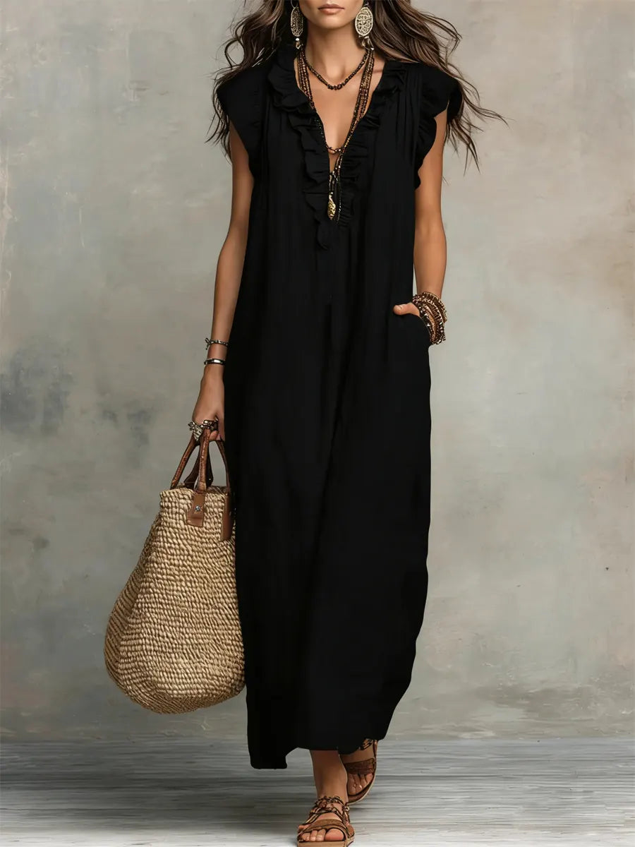 Camila | Robe Longue Bohème en Lin et Coton™