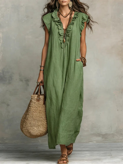 Camila | Robe Longue Bohème en Lin et Coton™