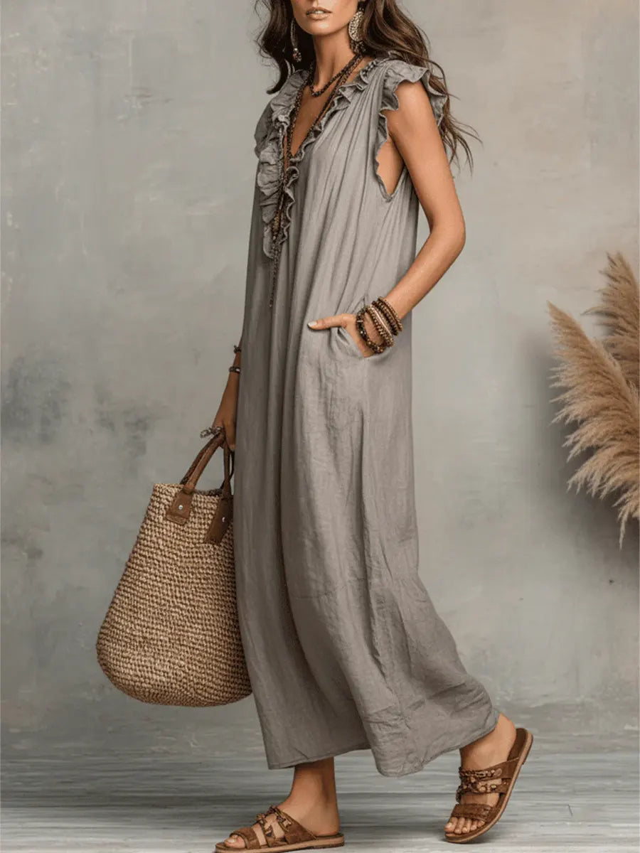 Camila | Robe Longue Bohème en Lin et Coton™