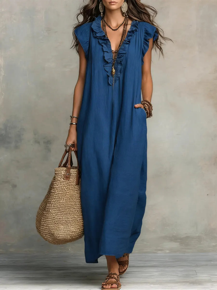 Camila | Robe Longue Bohème en Lin et Coton™