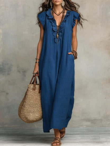 Camila | Robe Longue Bohème en Lin et Coton™