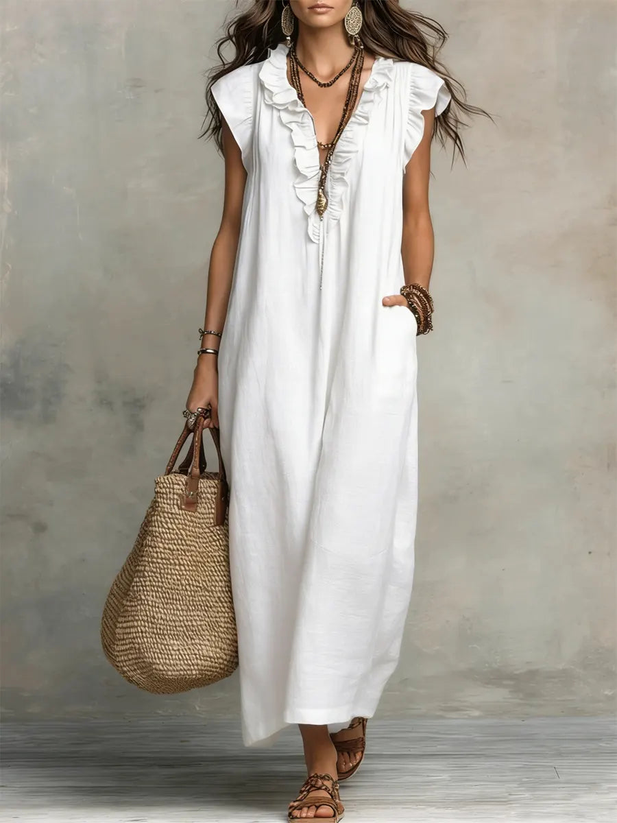 Camila | Robe Longue Bohème en Lin et Coton™