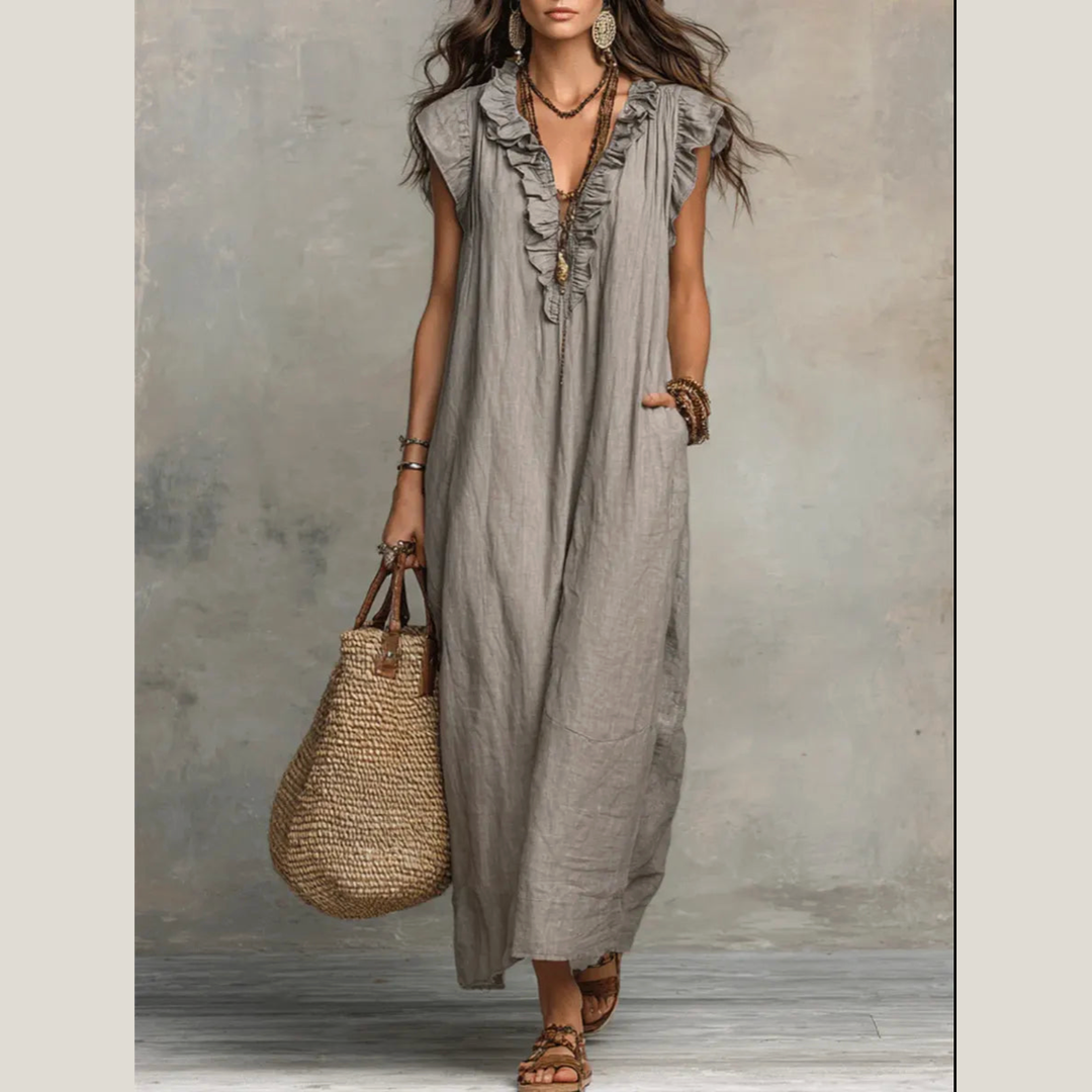 Camila | Robe Longue Bohème en Lin et Coton™